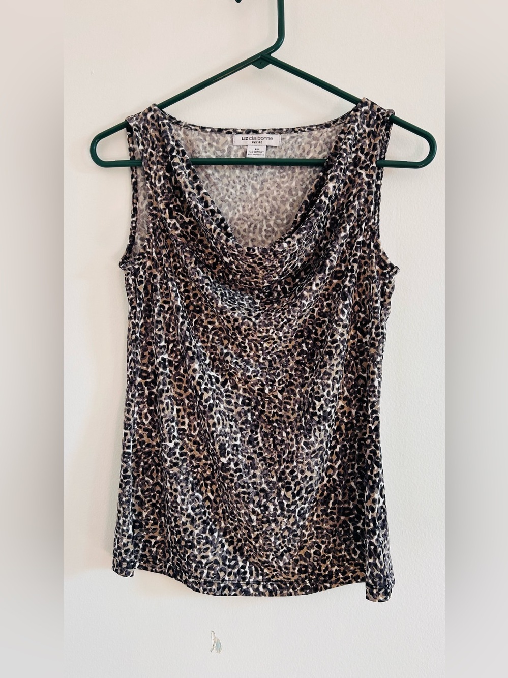 Liz Claiborne Brown Leopard Print Cowl Neck Tank Top size S